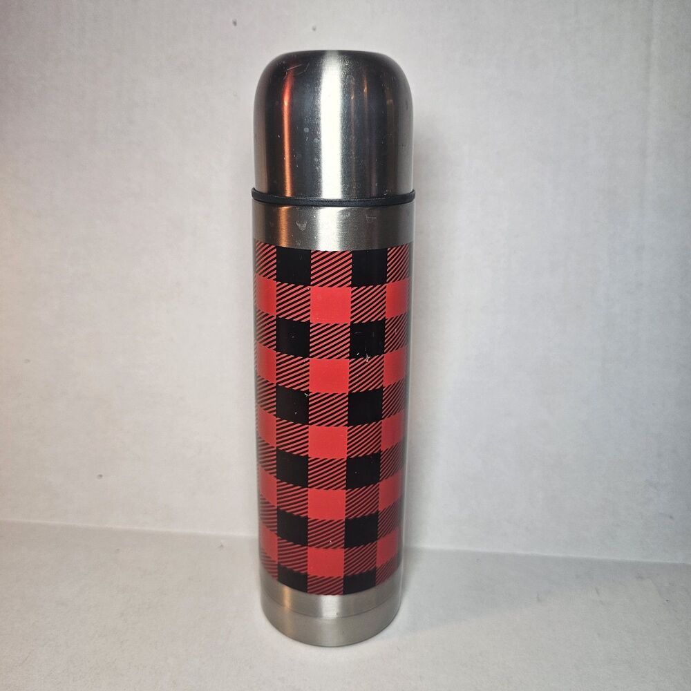 Christmas Buffalo Plaid Vacuum Insulated Water Bottle 17 OZ Red Black Stainless